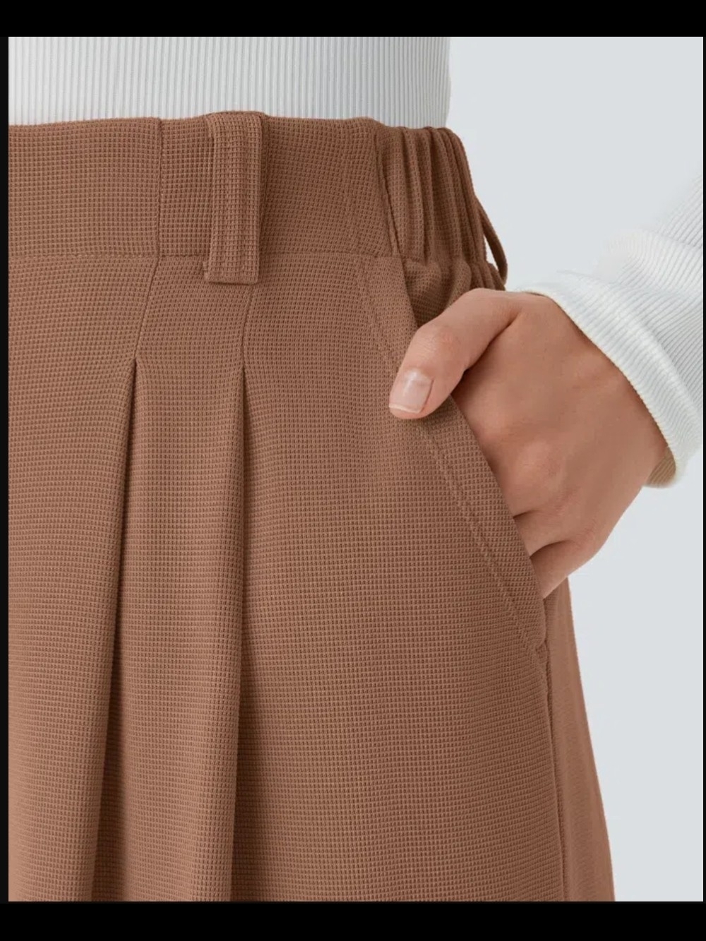 NWT Large HALARA High-Waist Wide Leg Trousers in Camel Brown - Picture 3 of 6